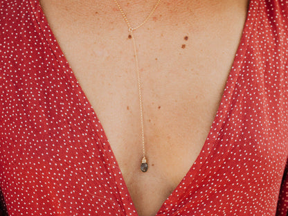 Moss Aquamarine Lariat Necklace