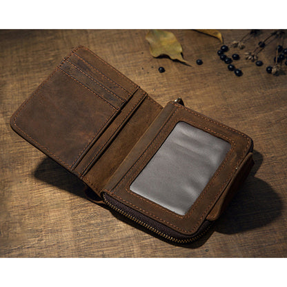 Artisan Leather Trifold Wallet, Leather Wallet with Coin Pocket, Full Grain Leather Wallet for Men