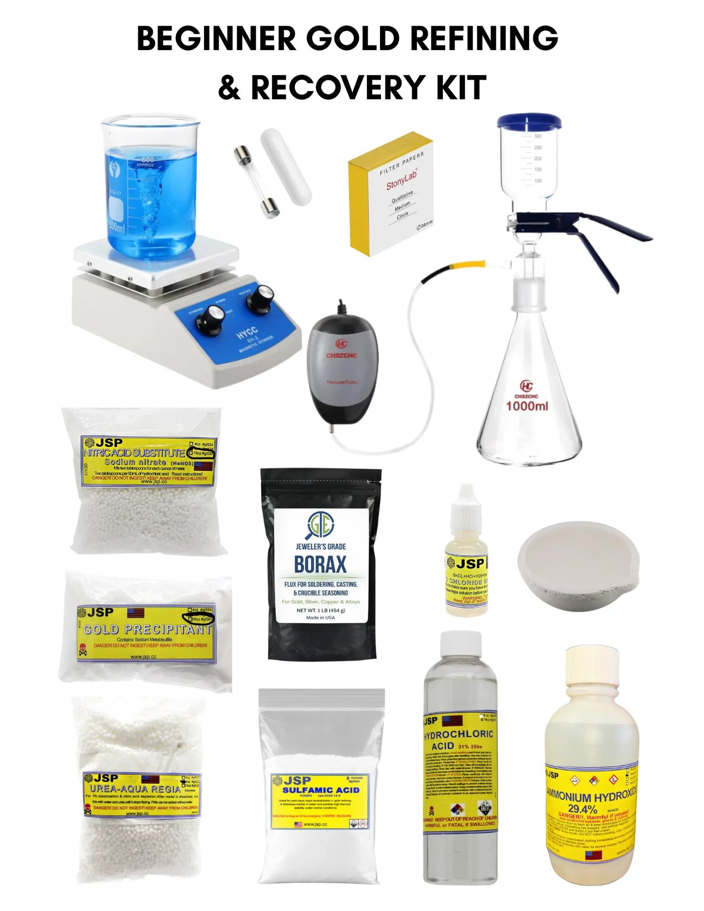 Complete Gold Recovery & Refining System – Beginner Chemical Refining Kit
