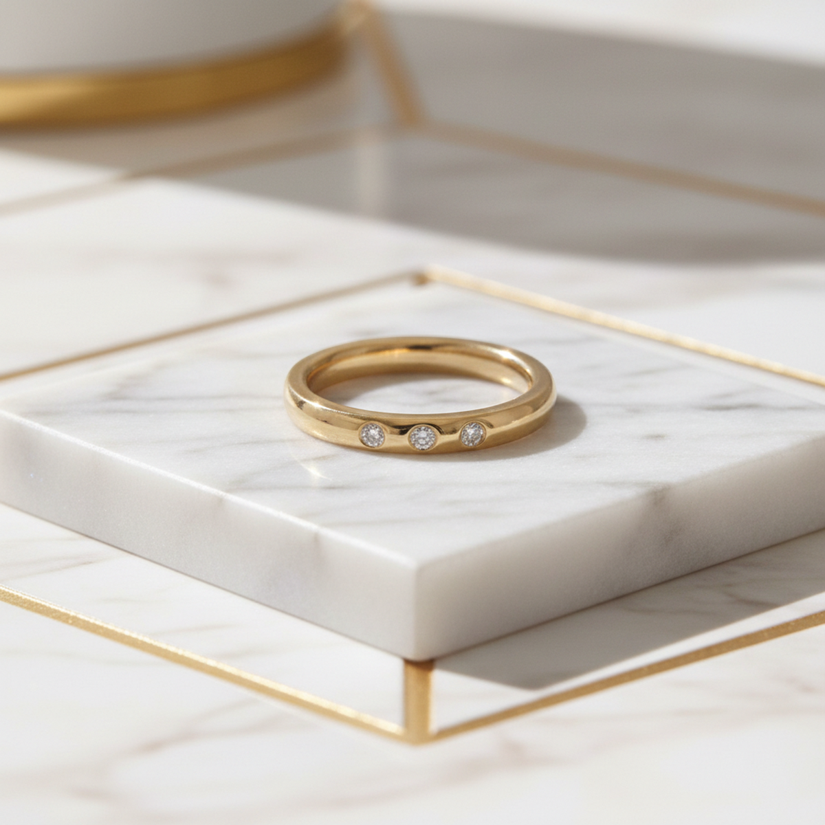 Tiffany Stacking Band · 3 Diamond · Rose Gold