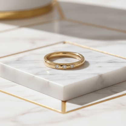 Tiffany Stacking Band · 3 Diamond · Rose Gold