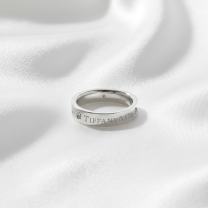 Tiffany Platinum Band · Three Diamonds