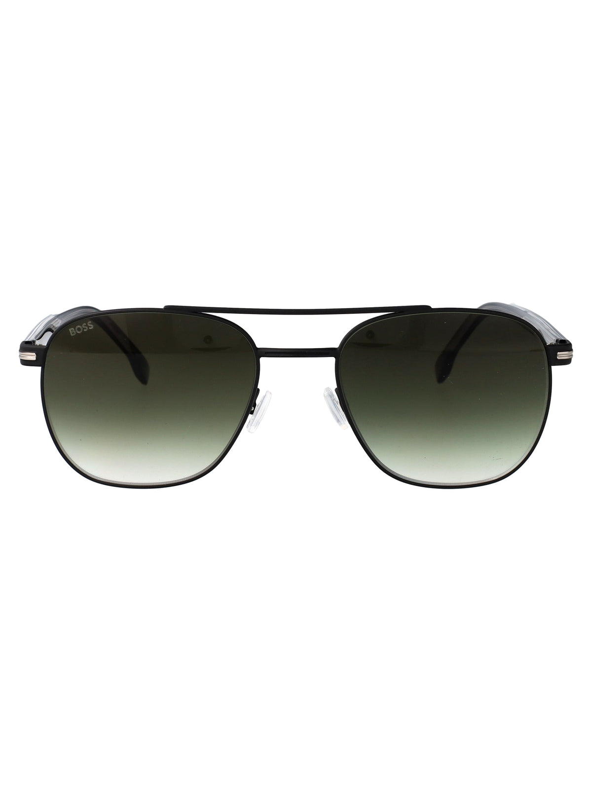 BOSS Matte Silver Black Stainless Steel Sunglasses for Men