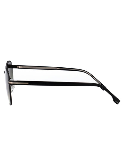 BOSS Matte Silver Black Stainless Steel Sunglasses for Men