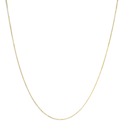 Solid 14K Yellow Gold 0.75mm Classic Box Chain Necklace. Unisex Chain - Size 13 Inches