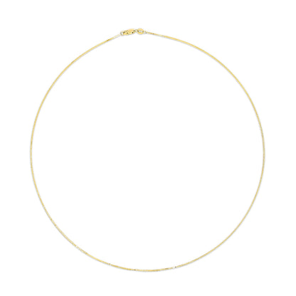 Solid 14K Yellow Gold 0.75mm Classic Box Chain Necklace. Unisex Chain - Size 13 Inches