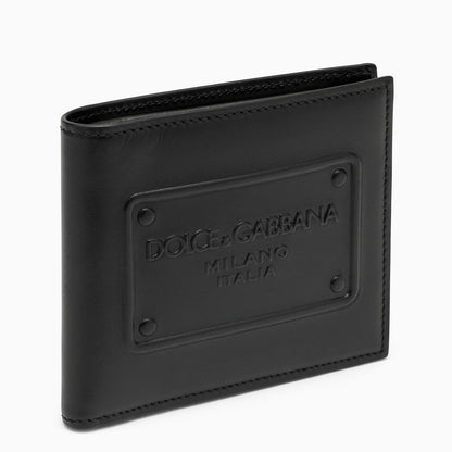Dolce&Gabbana Black Leather Bi Fold Wallet With Logo