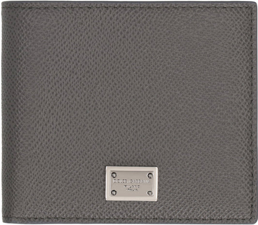 DOLCE & GABBANA Leather Flap-Over Wallet - Compact Size