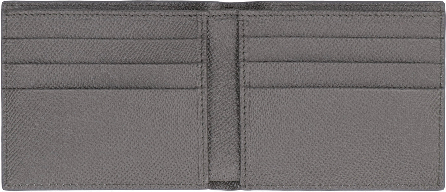 DOLCE & GABBANA Leather Flap-Over Wallet - Compact Size