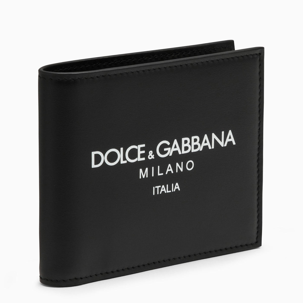 Dolce&Gabbana Black Leather Bi Fold Wallet With Logo