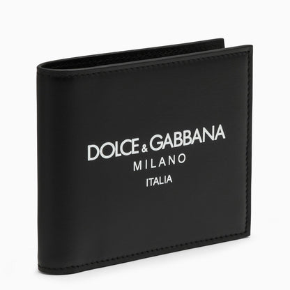 Dolce&Gabbana Black Leather Bi Fold Wallet With Logo