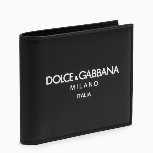 Dolce&Gabbana Black Leather Bi Fold Wallet With Logo