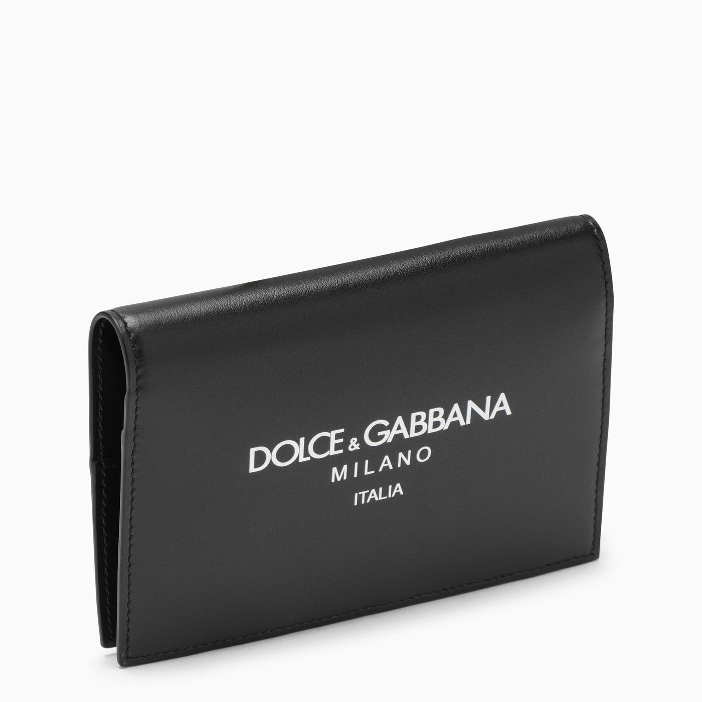 Dolce&Gabbana Black Calfskin Passport Holder With Logo