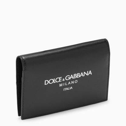 Dolce&Gabbana Black Calfskin Passport Holder With Logo