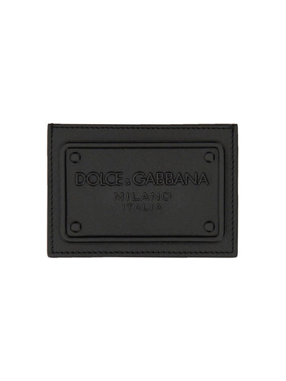 DOLCE & GABBANA Leather Mini Card Holder with Logo