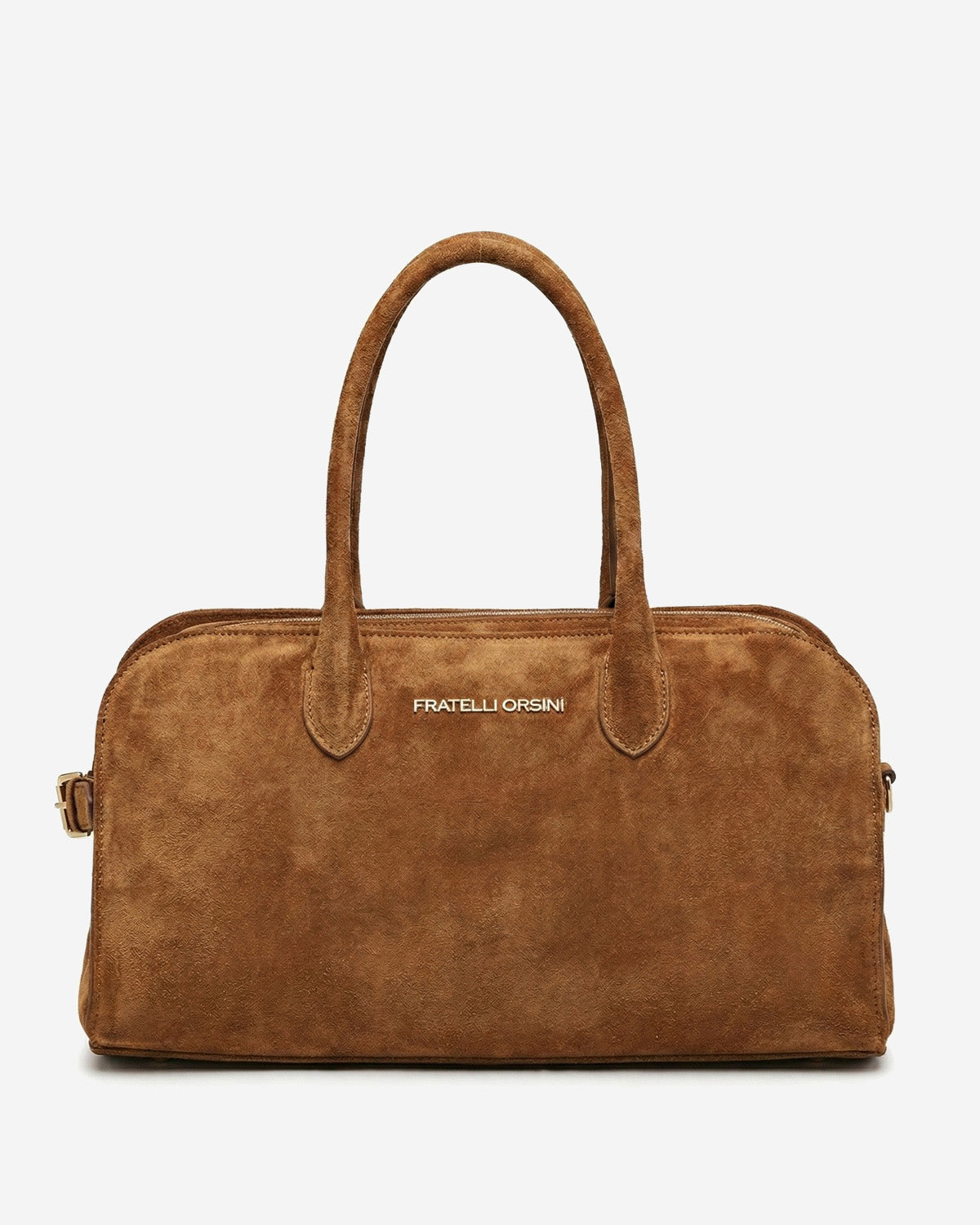 Chiara (cognac) - Italian calf suede women's handbag (with shoulder strap) — photo 1 of 9
