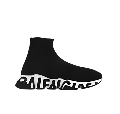 Balenciaga Speed Graffiti Trainers White Black Logo
