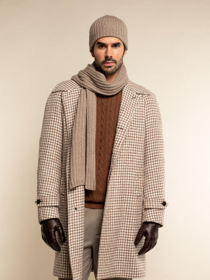 Milano (brown) - Italian 100% cashmere ribbed beanie (unisex)