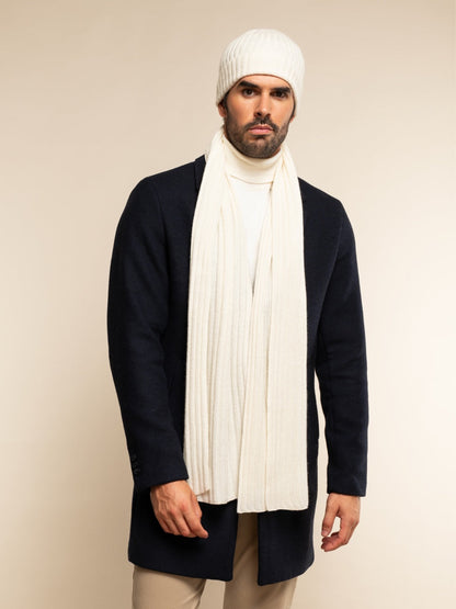Milano (cream) - Italian 100% cashmere ribbed beanie (unisex)