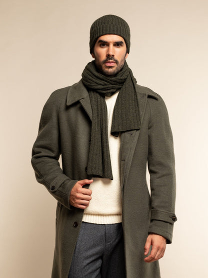 Milano (dark green) - Italian 100% cashmere ribbed beanie (unisex)