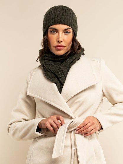 Milano (dark green) - Italian 100% cashmere ribbed beanie (unisex)
