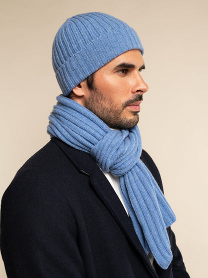 Milano (light blue) - Italian 100% cashmere ribbed beanie (unisex) — photo 7 of 10