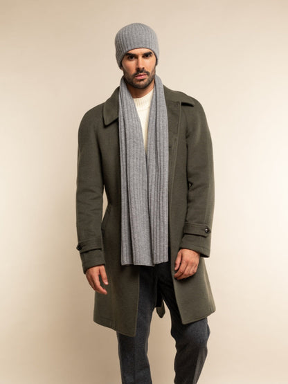 Milano (light grey) - Italian 100% cashmere ribbed beanie (unisex)