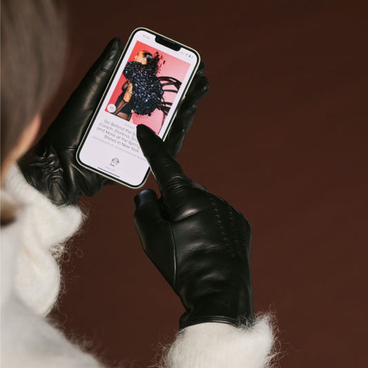 Bella (black) - Italian lambskin leather gloves with lambswool lining & touchscreen feature — photo 2 of 10
