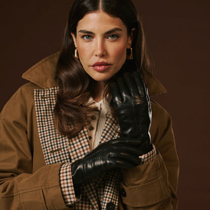 Bella (black) - Italian lambskin leather gloves with lambswool lining & touchscreen feature — photo 1 of 10