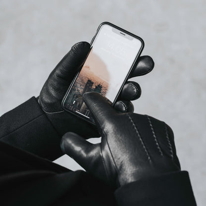 Benjamin (black) – Thick goatskin leather gloves with warm lambswool lining & touchscreen feature — photo 9 of 10