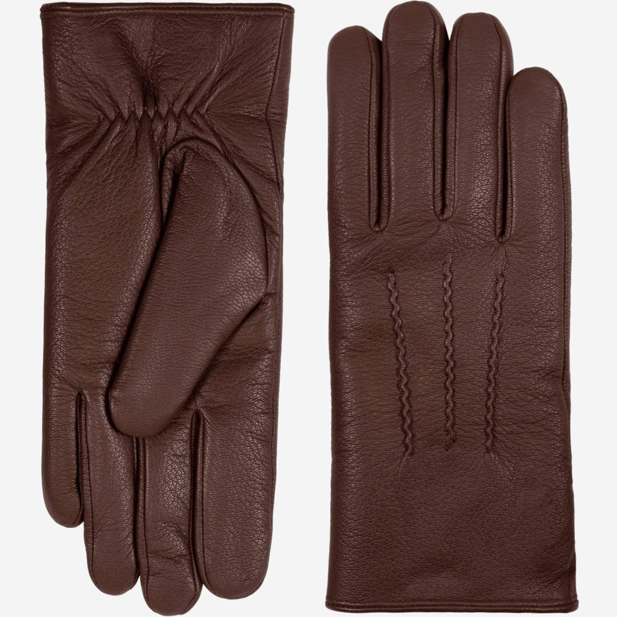 Benjamin (brown) – Thick goatskin leather gloves with warm lambswool lining & touchscreen feature — photo 1 of 9