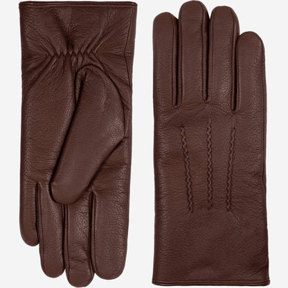 Benjamin (brown) – Thick goatskin leather gloves with warm lambswool lining & touchscreen feature — photo 1 of 9