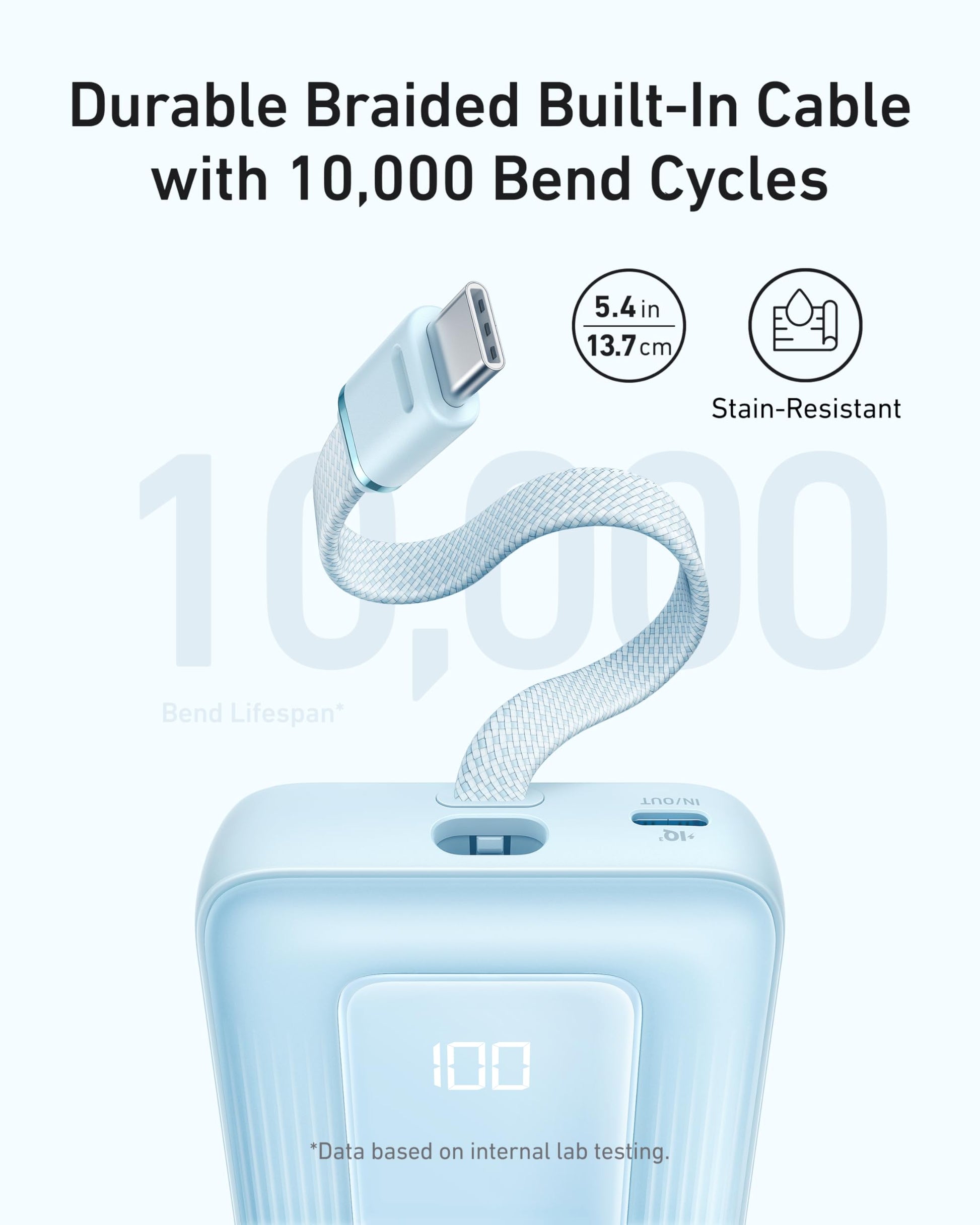 Anker Zolo Power Bank (10K, 30W) with a 5.4-inch (13.7 cm) built-in USB-C cable. — photo 3 of 10