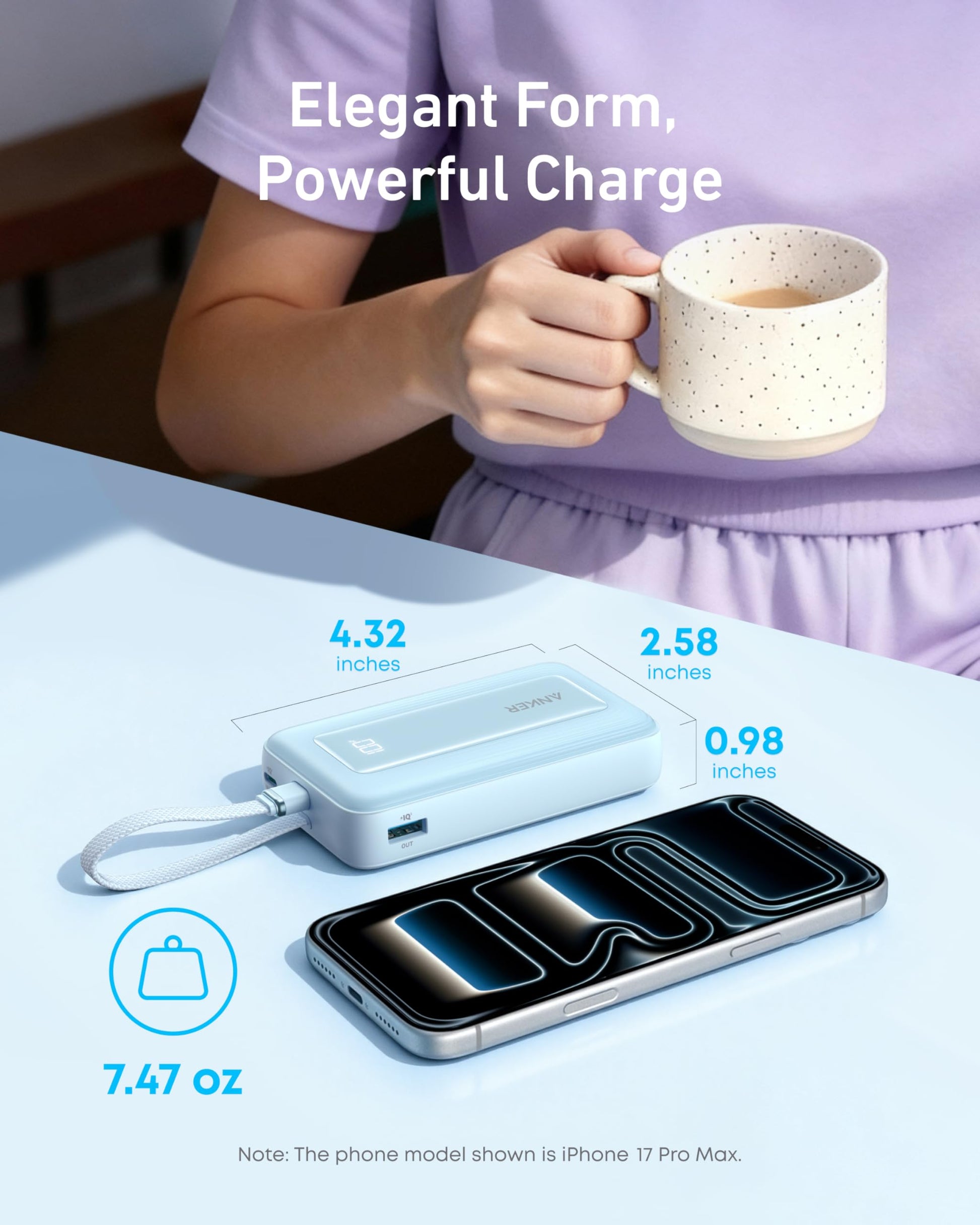 Anker Zolo Power Bank (10K, 30W) with a 5.4-inch (13.7 cm) built-in USB-C cable. — photo 4 of 10