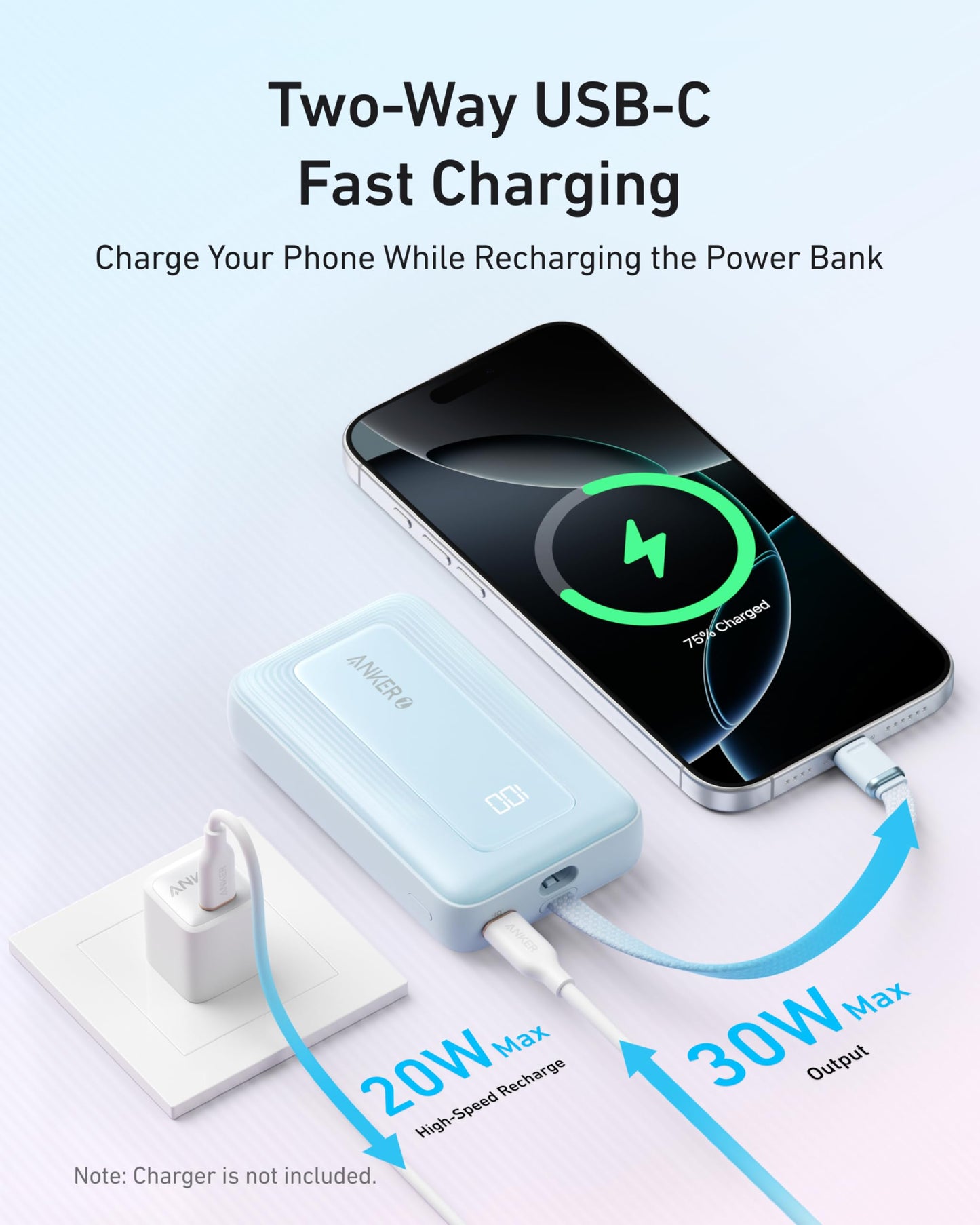 Anker Zolo Power Bank (10K, 30W) with a 5.4-inch (13.7 cm) built-in USB-C cable. — photo 5 of 10