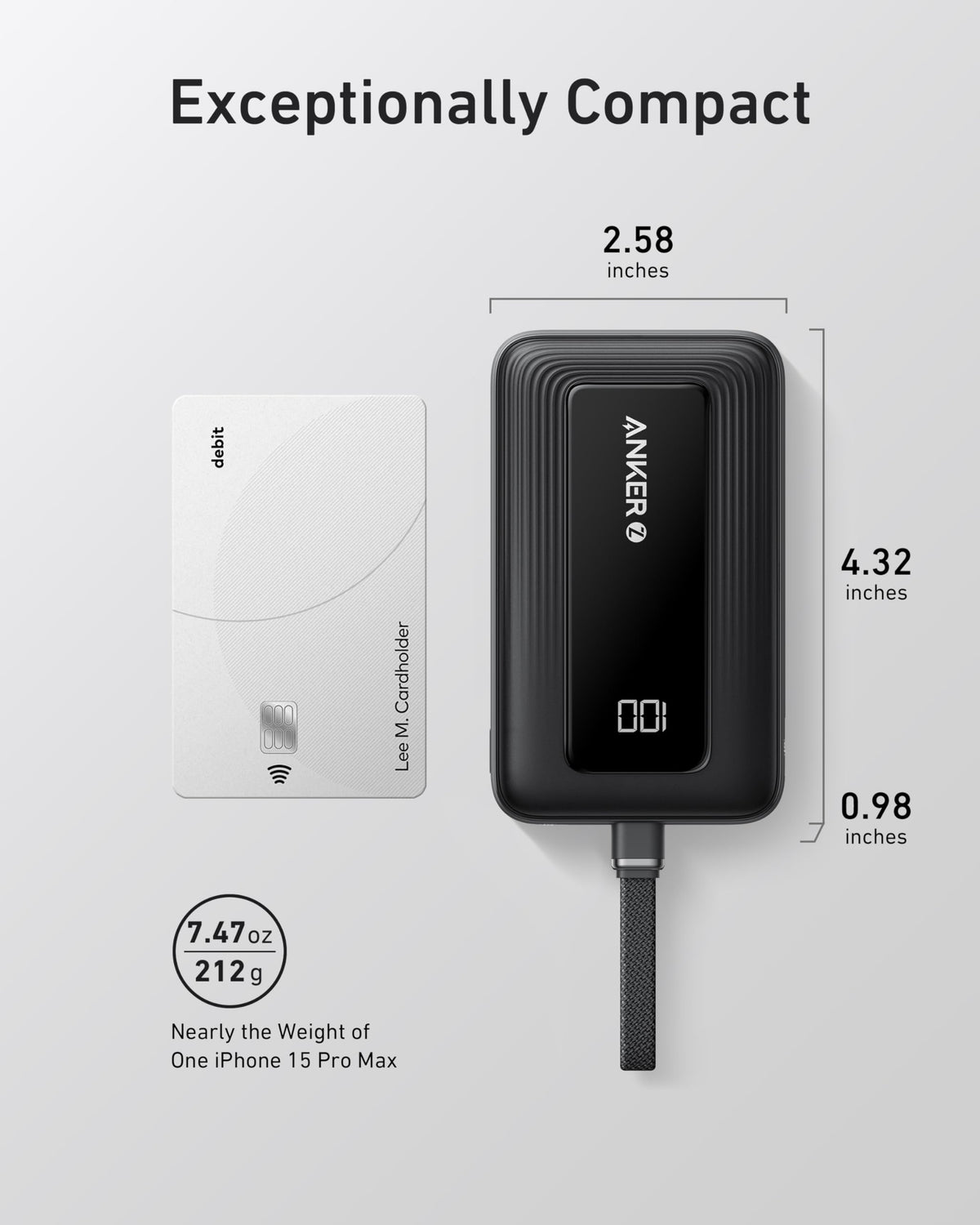 Anker Zolo Power Bank (10K, 30W) with a 5.4-inch (13.7 cm) built-in USB-C cable. — photo 7 of 10
