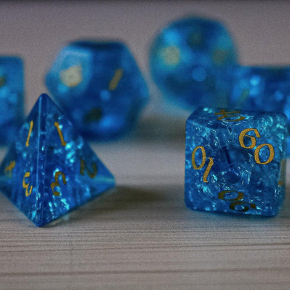 Blue Lightning Glas Gesplittertes Glas DND Würfel-Set