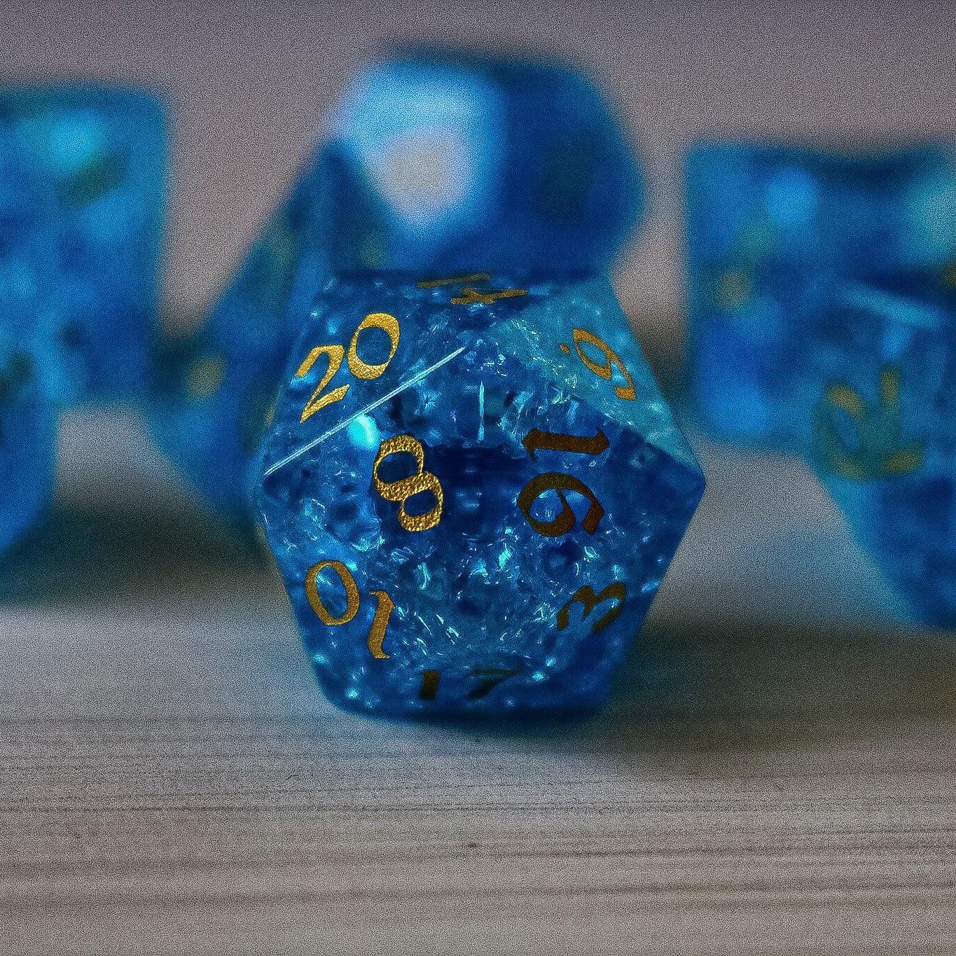 Blue Lightning Glas Gesplittertes Glas DND Würfel-Set