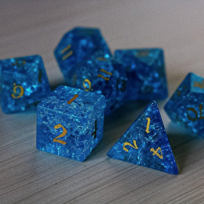 Blue Lightning Glas Gesplittertes Glas DND Würfel-Set