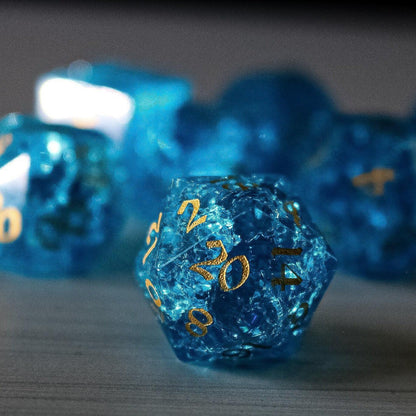 Blue Lightning Glas Gesplittertes Glas DND Würfel-Set