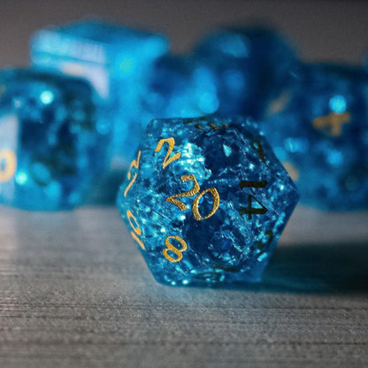 Blue Lightning Glas Gesplittertes Glas DND Würfel-Set