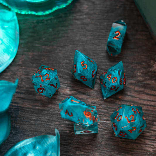 Juego de dados de resina hechos a mano DND Humo azul