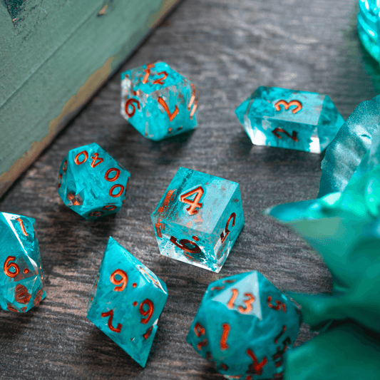 Juego de dados de resina hechos a mano DND Humo azul