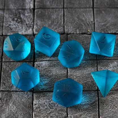 Juego de dados de calabozos y dragones de cristal tallado a mano de circón azul