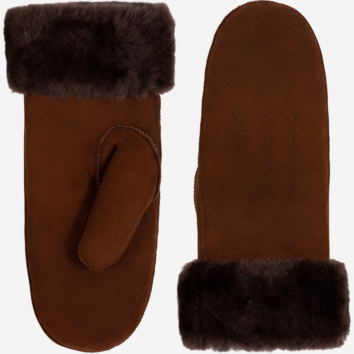 Brooke (brown) – Suede mittens with luxurious sheep fur lining — photo 1 of 10