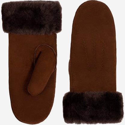 Brooke (brown) – Suede mittens with luxurious sheep fur lining — photo 1 of 10