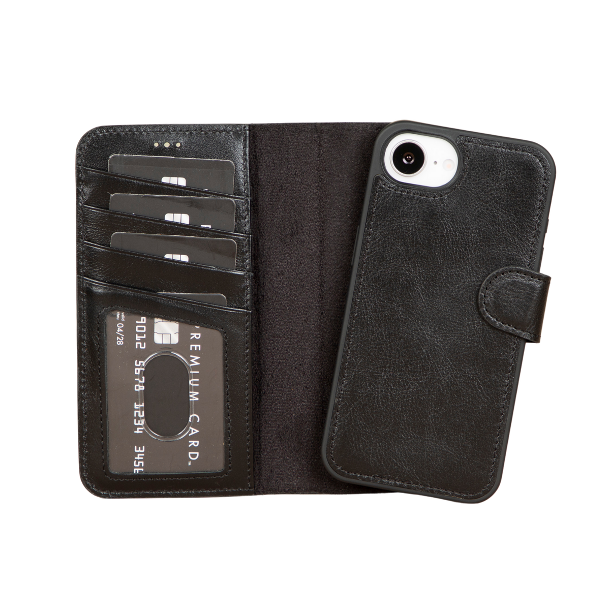 iPhone 16e Leather Wallet Case - Black - Brooklyn