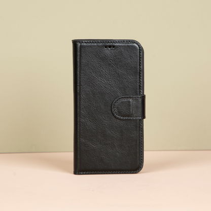 iPhone 16e Leather Wallet Case - Black - Brooklyn