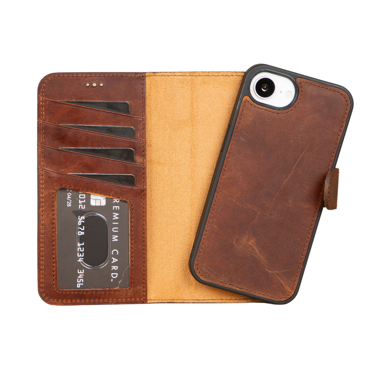 iPhone 16e Leather Wallet Case - Brown - Brooklyn