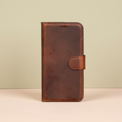 iPhone 16e Leather Wallet Case - Brown - Brooklyn